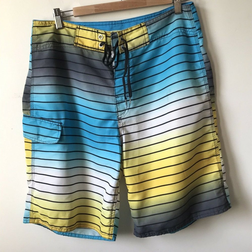 Okanu Surf Board Shorts Swim‎ Unlined Multi-color S
